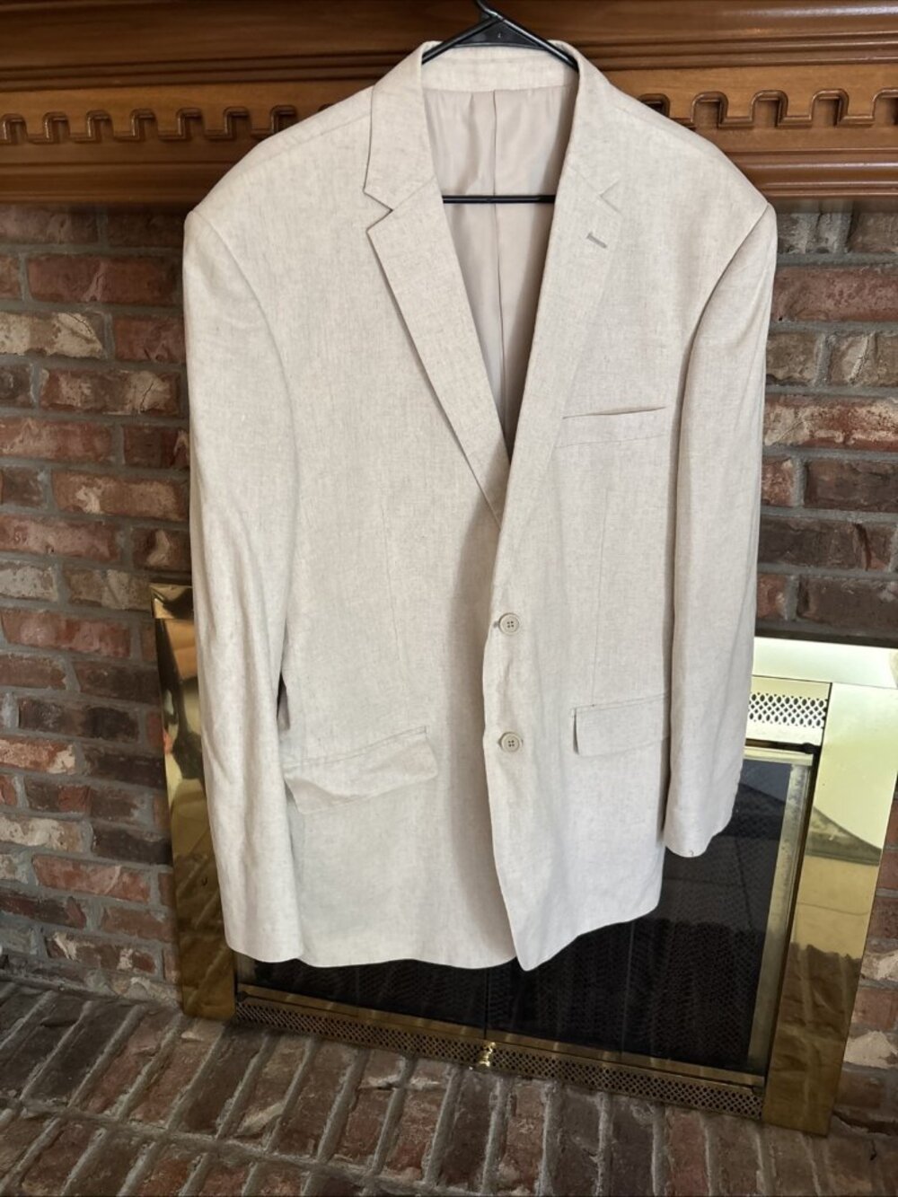 Lorenzo Bruno Beige Linen Blend Blazer Size 46L Designed In Italy